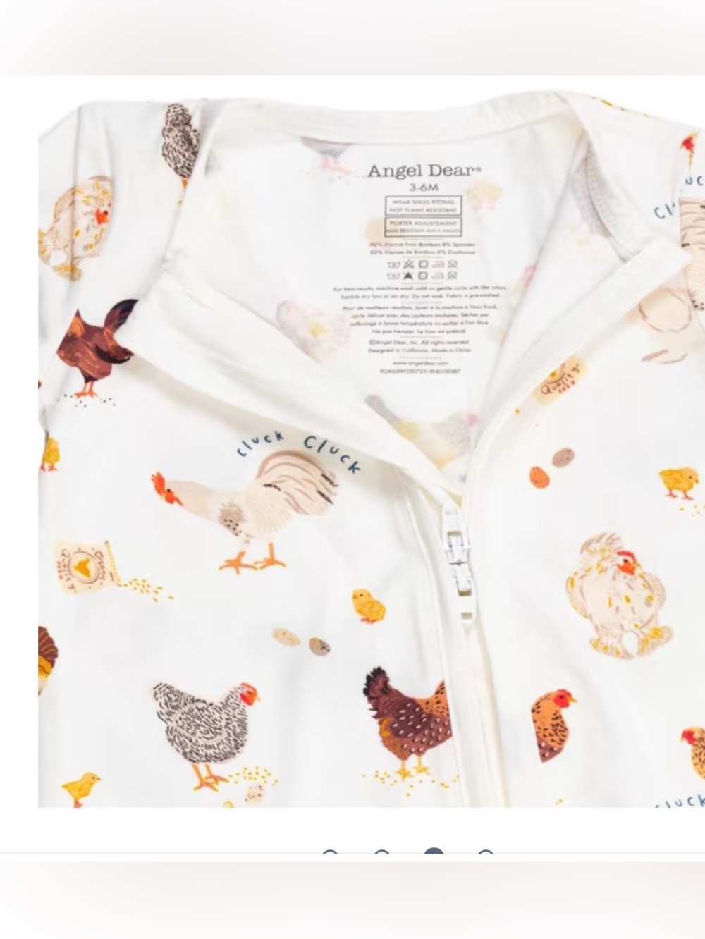 Angel Dear|Baby gender neutral Bamboo White Chicken Print Pajamas footies,Farm• - Picture 13 of 15